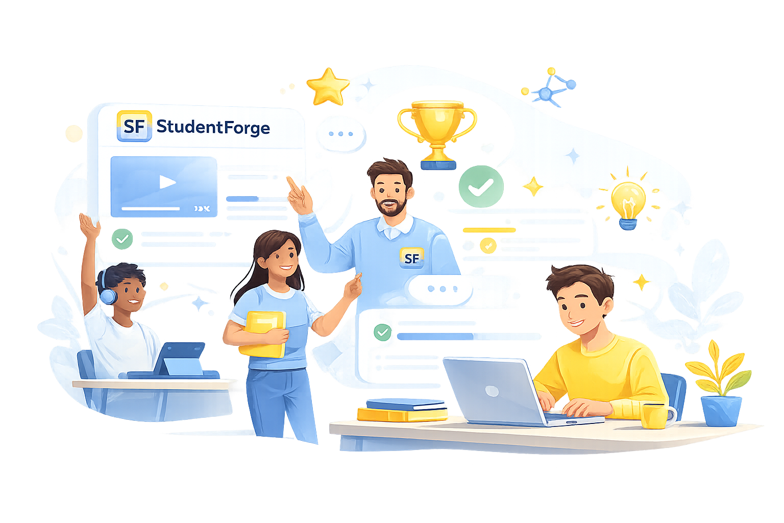 Students learning on StudentForge